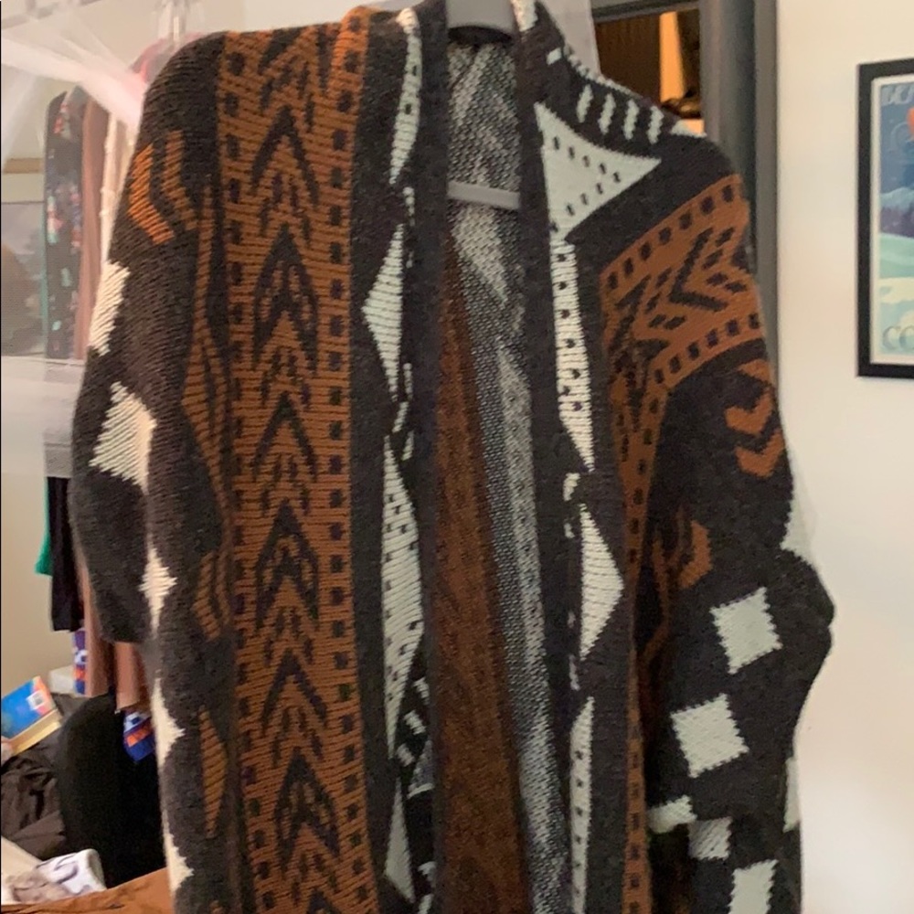Aztec Pattern Boho Wool Cardigan - image 1